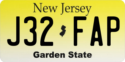 NJ license plate J32FAP