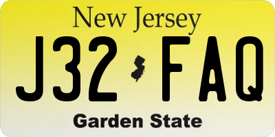 NJ license plate J32FAQ