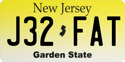 NJ license plate J32FAT