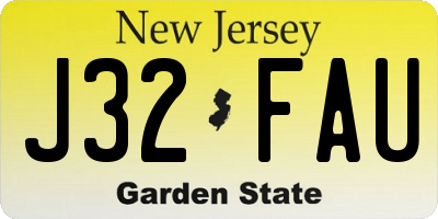 NJ license plate J32FAU