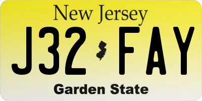 NJ license plate J32FAY