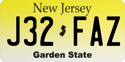 NJ license plate J32FAZ
