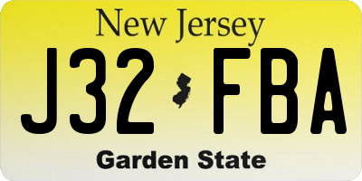 NJ license plate J32FBA