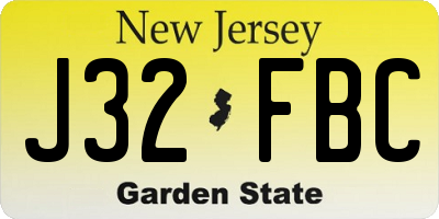 NJ license plate J32FBC