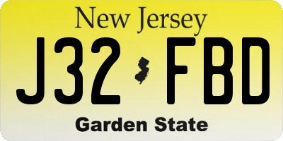 NJ license plate J32FBD