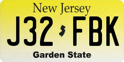 NJ license plate J32FBK