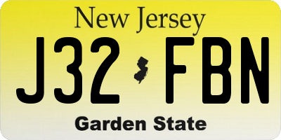 NJ license plate J32FBN