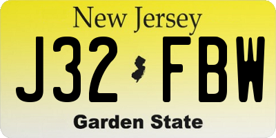 NJ license plate J32FBW