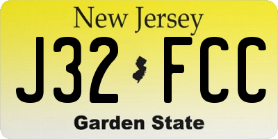 NJ license plate J32FCC