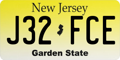 NJ license plate J32FCE