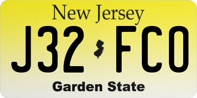 NJ license plate J32FCO
