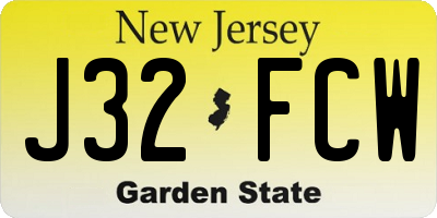NJ license plate J32FCW
