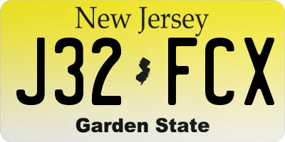 NJ license plate J32FCX