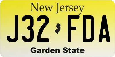 NJ license plate J32FDA