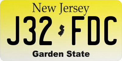NJ license plate J32FDC