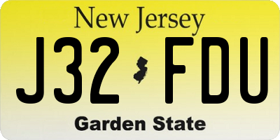 NJ license plate J32FDU
