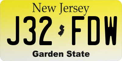 NJ license plate J32FDW