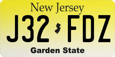 NJ license plate J32FDZ