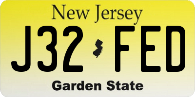 NJ license plate J32FED