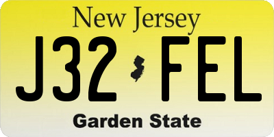 NJ license plate J32FEL