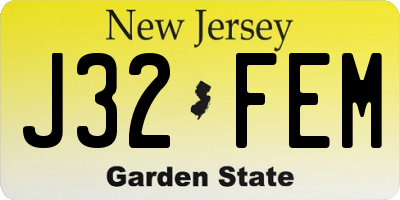 NJ license plate J32FEM
