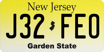 NJ license plate J32FEO