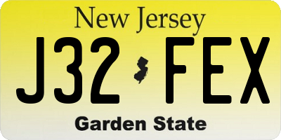 NJ license plate J32FEX