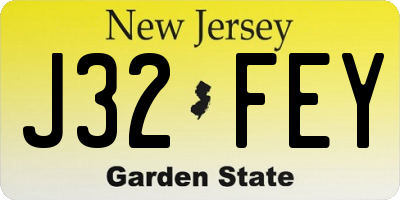 NJ license plate J32FEY