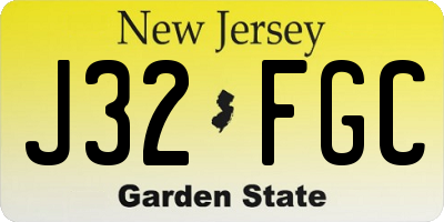 NJ license plate J32FGC