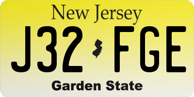 NJ license plate J32FGE