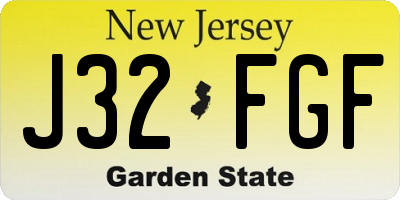 NJ license plate J32FGF