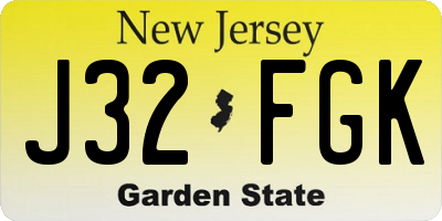 NJ license plate J32FGK
