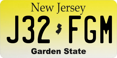 NJ license plate J32FGM