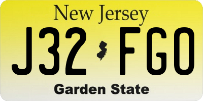 NJ license plate J32FGO