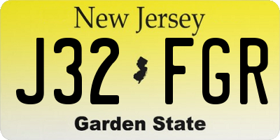 NJ license plate J32FGR