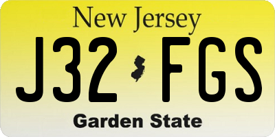 NJ license plate J32FGS