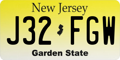NJ license plate J32FGW