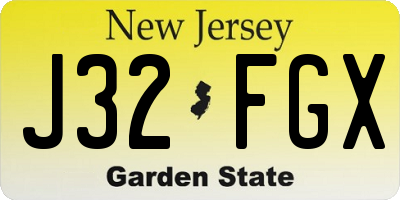 NJ license plate J32FGX