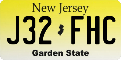 NJ license plate J32FHC