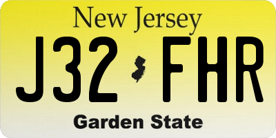 NJ license plate J32FHR