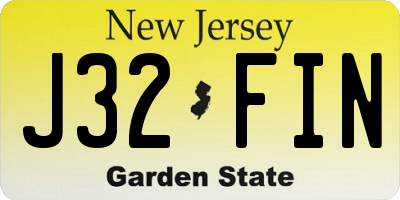 NJ license plate J32FIN