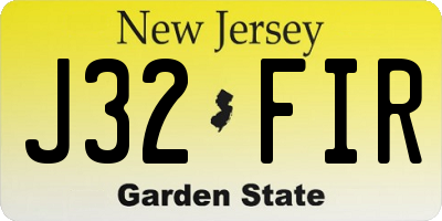 NJ license plate J32FIR