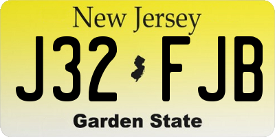 NJ license plate J32FJB