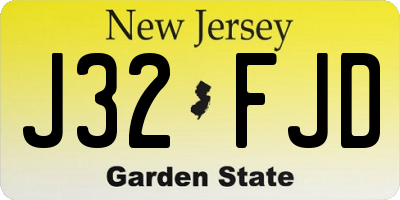 NJ license plate J32FJD