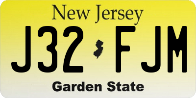 NJ license plate J32FJM