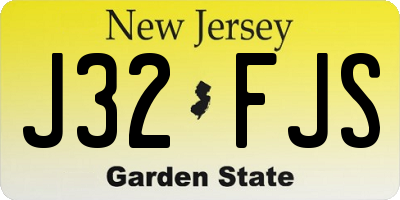 NJ license plate J32FJS