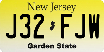 NJ license plate J32FJW