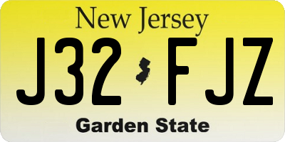 NJ license plate J32FJZ