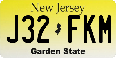 NJ license plate J32FKM