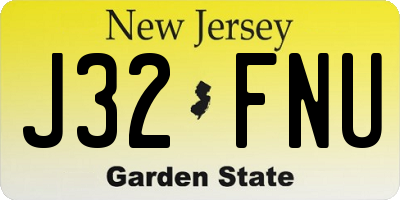 NJ license plate J32FNU
